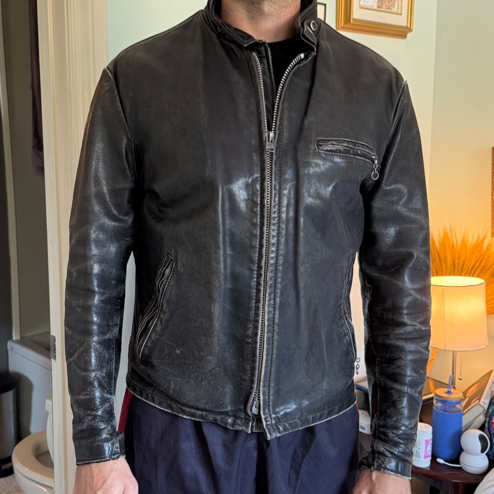 Schott Men's Vintage Dark Leather Jacket